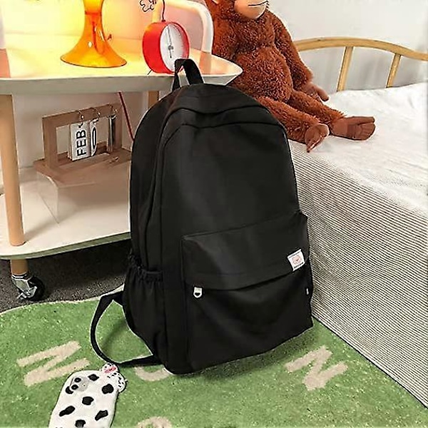 Estetisk Ryggsäck Skolväskor för Tonårstjejer Ryggsäckar för Skolan för Tjejer Kvinnor Ryggsäckar för Skolan Högskola Ryggsäck Tillbaka till Skolan (Svart)