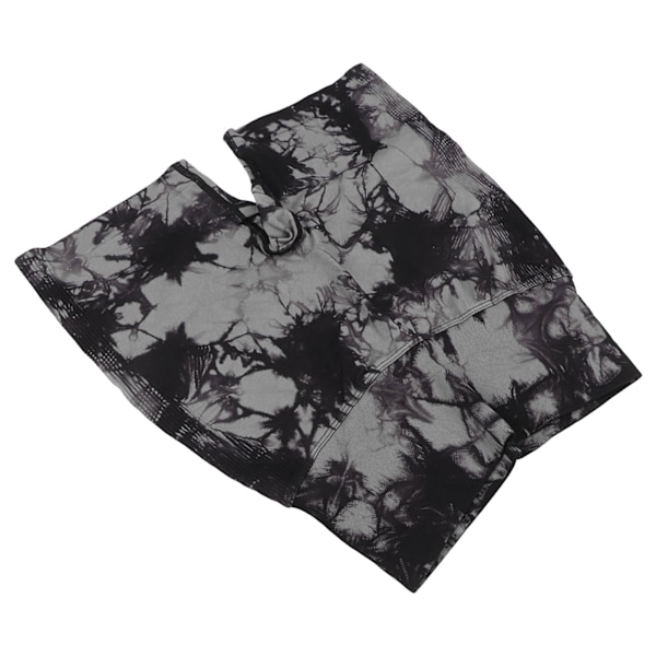 Høje talje yoga shorts til kvinder Tie Dye elastiske åndbare løft fitness atletiske træningsshorts sorte L