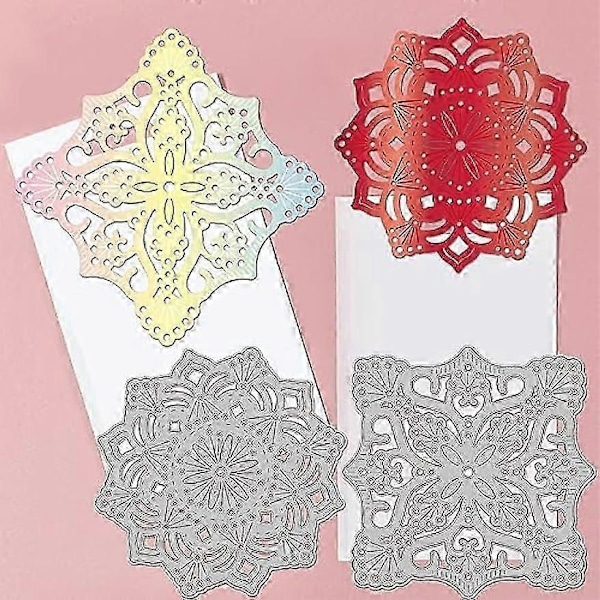3 Set Sydda Blomma Mandala Skärande Dies för Korttillverkning Blomma Bakgrund Kolstål Präglingsschabloner Mall för Dekorativ Prägling Papper