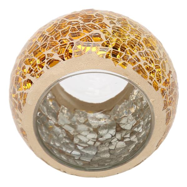 Mosaikljusstake Handgjord Utsökt Romantisk Guld Glas Ljusstake Tealight Ljusstake för Matsal