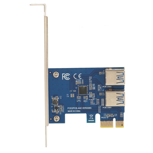 PCI E 1 - 2 Riser Card Hyvä joustavuus Suuri vakaus Pcie Splitter 1 - 2 PCIE Riser Card Bitcoin Ethereum Mining Blue Boardille