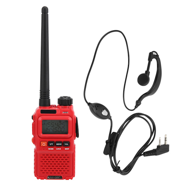 Bärbar Walkie Talkies Set Handhållen LCD-display Walky Talky med Öronsnäcka 100‑240V Röd EU-kontakt 100‑240V