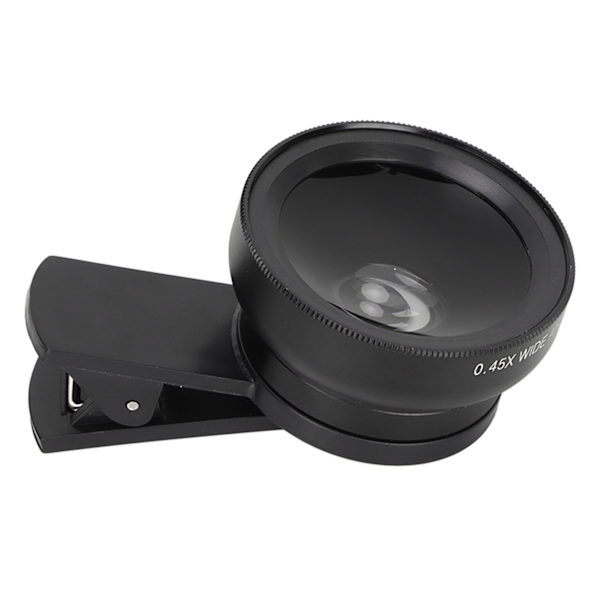 Telefonlins 2 i 1 HD Professional Universal Clip 0,45X vidvinkel 12,5X makroobjektiv för mobiltelefon surfplatta Svart