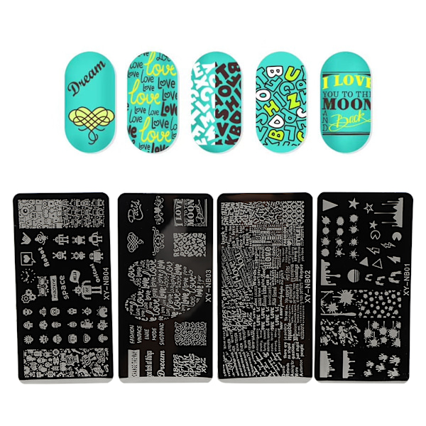 Neglestempling Plader Stencils Mønster DIY Negle Printing Stempling skabelon Manicure Tool01-04
