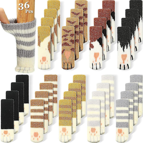 Katt tass stolsben strumpor - 36 stycken (9 set)