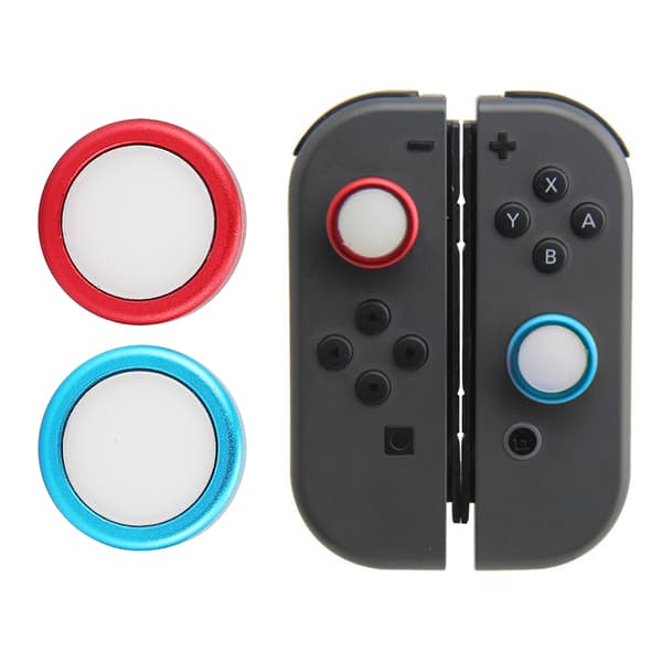 2 st Silikon Gel Knappskydd Skyddskåpa för Switch Spelkontroll Joystick (BlåRöd)