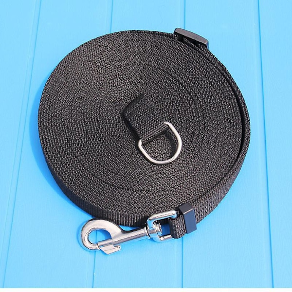 Handsfree Hundkoppel i Nylon 10m Lång med Handtag för Små till Stora Hundar Svart