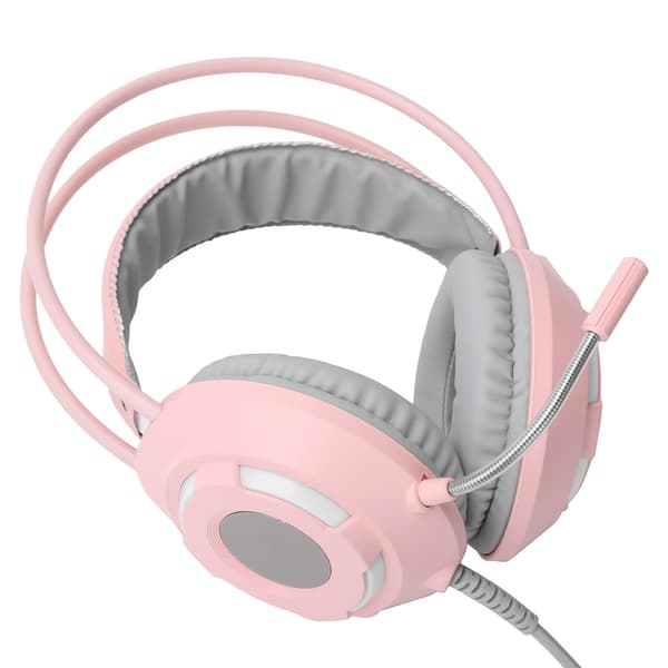 AJAZZ Over-Ear Hovedtelefoner 7.1 Stereo Lyd Støjreducerende Kablet Headset med USB-interface Pink