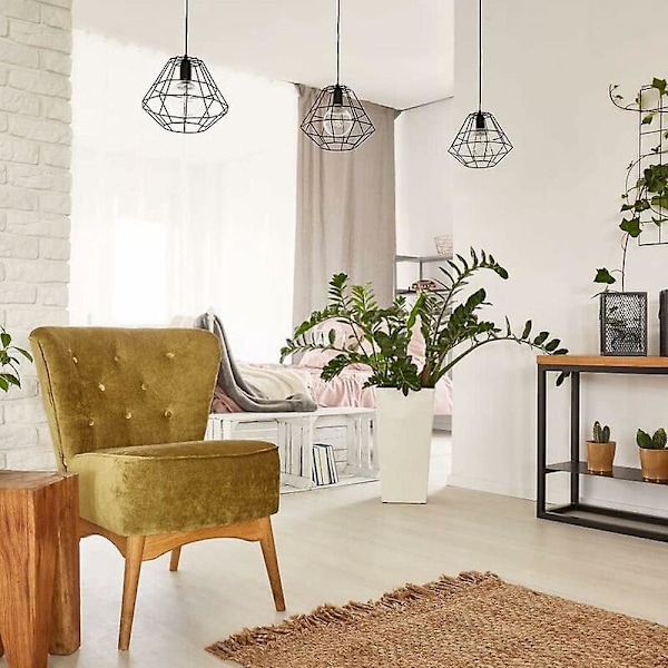 Lampskärm, metall lampskärm, retro svart lampskärm, lämplig för kök, matsal, sovrum, hall (svart)