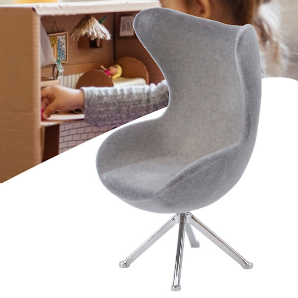 Miniature stol Mini flok sofa møbelmodel dekoration 1:12 dukkehus tilbehørGrå