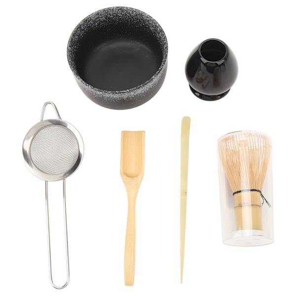 Matcha Set Traditionell Tevisp Tesked Skål Filter Handgjord Ceremoni Kit för Delikat Tetillverkning Gradient Svart