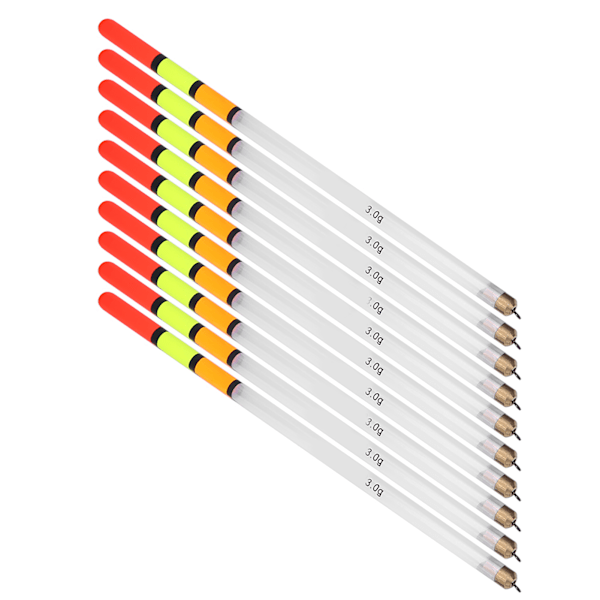 10 stk. holdbare fiskeflåd i plastik, bobberstang, rør, multifunktionelt fiskefoder, agn, tilbehørssæt (3,0 hvid)