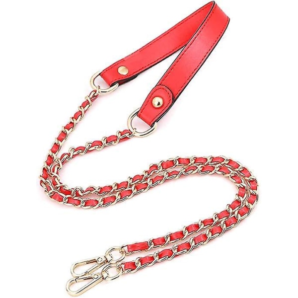 Udskiftningstaskekæde med spænder - 120 cm metalpungkæde til håndtasker - rød