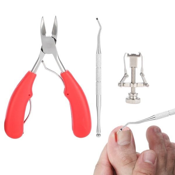 3 stk/sett Profesjonelt tåneglpleieverktøy Inngrodd tåneglfikser Cuticle Nipper Nail File Kit