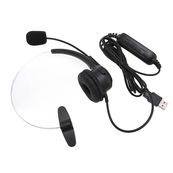 USB-headset med mikrofon, støjreduktion og volumenkontrol til forretningsmøder, Skype, telefonopkald, callcenter og kontor