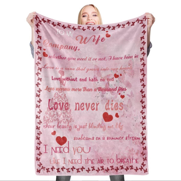 Til min kone tæppe Valentinsdag gave til min kone tæppe til kvinder jubilæum fødselsdag gave 100x120cm / 39.4x47.2in