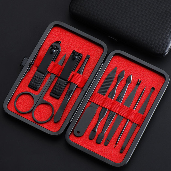 Nagelklippare set 10 i 1 bärbar set i rostfritt stål med case för hemresesalong