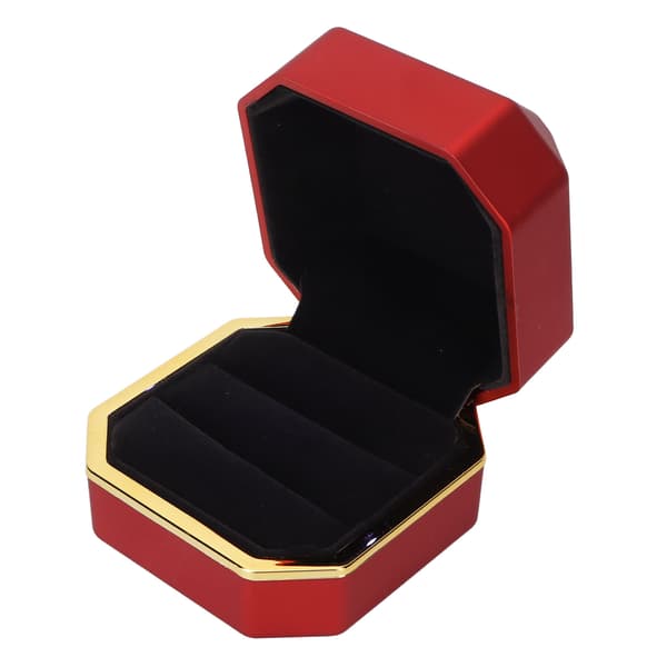 Ring Display Box Flocking Inner Elegant Smyckesskyddande Förvaringspresentförpackning med ljus för förlovning Bröllop Röd