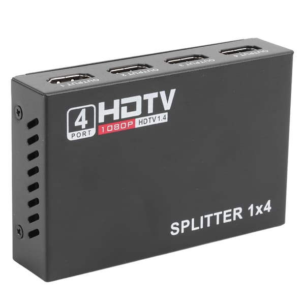 Video Splitter 1 ind 4 ud 1080P Understøttet Plug and Play USB Strøm Legering Kabinet HD Splitter til Stationær Computer