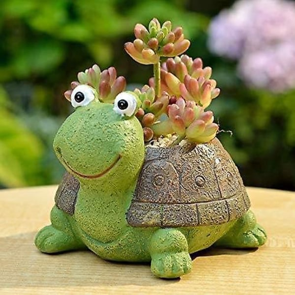 Sköldpaddsformad Sukkulenterkruka - Miniatyr Resinplanter för Hemmakontoret