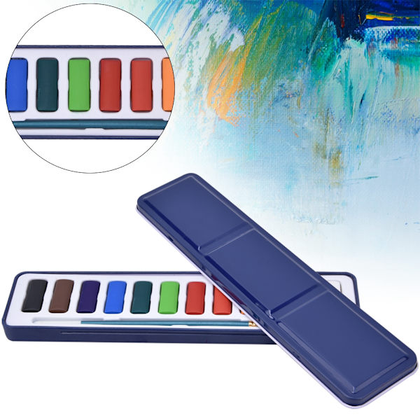 Solid Pigment Børneakvarel Maling Hurtigtørrende Pigment Kit Kunst Tilbehør 12 Farver