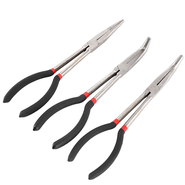 3-pack nåltång 11 tum stål förlängd rak 45 grader 90 grader lång näbbtång