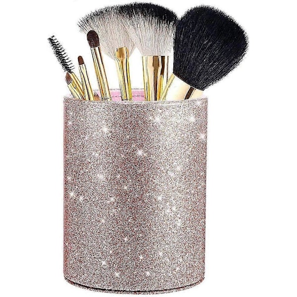 Meikkisivellinteline, Glitter Pinkki Naisten Tyttöjen Pyöreä Kynäteline Toimistoon, Kynäkuppi