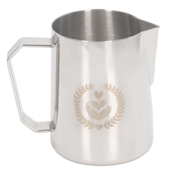 Melkeskummer i rustfritt stål, melkeskummerkanne, blandebeger, kanne for kaffedrikker, 450 ml, sølv