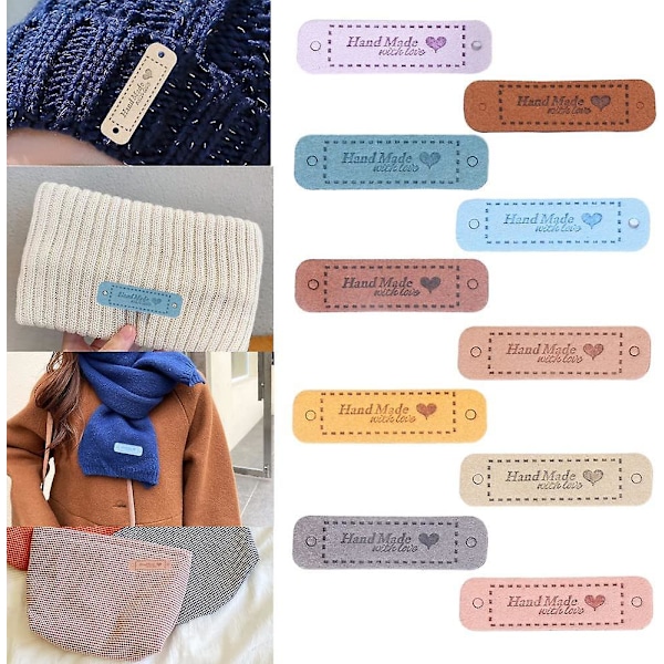 Ompelumerkit 60 kpl Käsintehdyt nahkamerkit Kangasmerkit Käsintehty merkki Ompelu Kudottu merkki Vaatemerkit DIY Ompelukäsityö