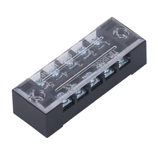 5 stk Wire Barrier Block Terminal Strip Professionel TB Fast Messing Dual Row Covered Terminal Strip 15A 600V 5 Bits (1505)