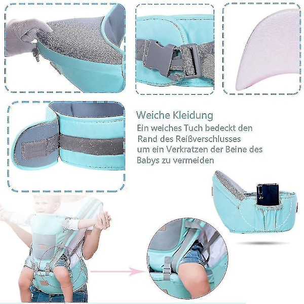 Ergonomisesti suunniteltu 9-in-1 vauvan kantokangas - Etu-, taka-, 4 asentoa