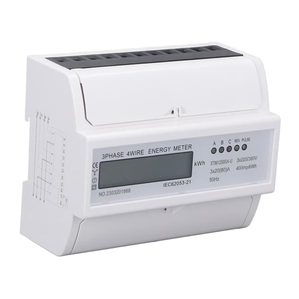 Elmåler 3-faset 4-leder 7P LCD digitalt display DIN-skinne montering Strømmonitor