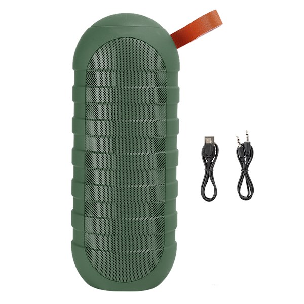 Vattentäta Bluetooth-högtalare för utomhusbruk, stereo, subwoofer, bärbar, med ficklampa, grön