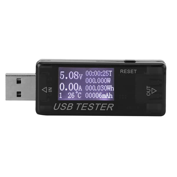 Testare Digital USB Spänning Ström Mätare Voltmeter 8 I 1 Detektor 0‑5A 0‑150W 4‑30VSvart