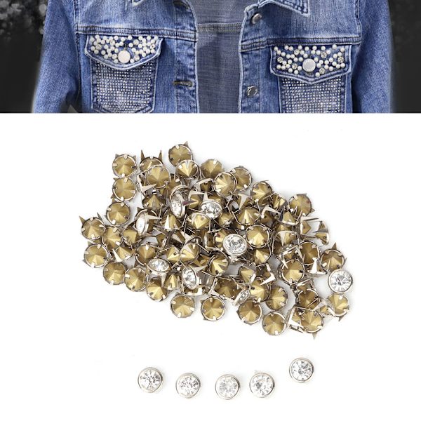 100 kpl Cap Crystal Inlay Rapid Rivets Spots Studs Cap DIY Nahka-askartelukoristeluun