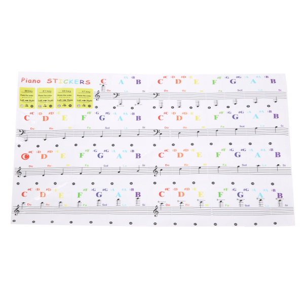 Piano Key Sticker Farverig gennemsigtig klaverpartitur Udskrivning af dekorativ selvklæbende etiket
