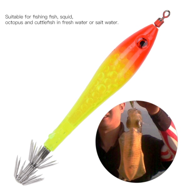5 stk lysende blekksprut Jigs krok fiske lokker agn takle for sjø/ferskvann rødt hode lysegrønt