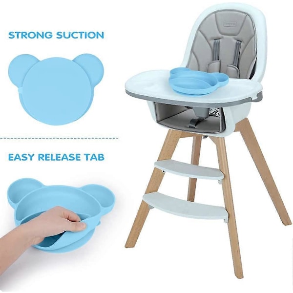 Dww-2 st Assiette Ventouse för Bebis, Silikon Bebis Servis BPA-fri Sugproppstallrik för Diskmaskin och Mikrovågsugn, Sugpropp med Halkskydd