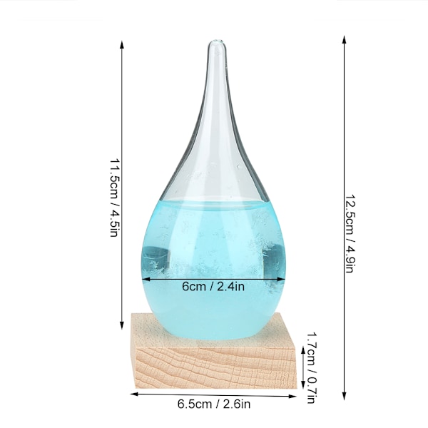 Innovativ dråpeformet værvarselglass Værspåflaske Hjemmedekorasjon Blå