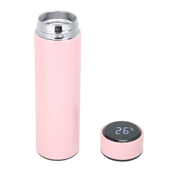 500 ml rostfritt stål LED vakuumkopp isolerad vattenflaska med temperaturmätningRosa