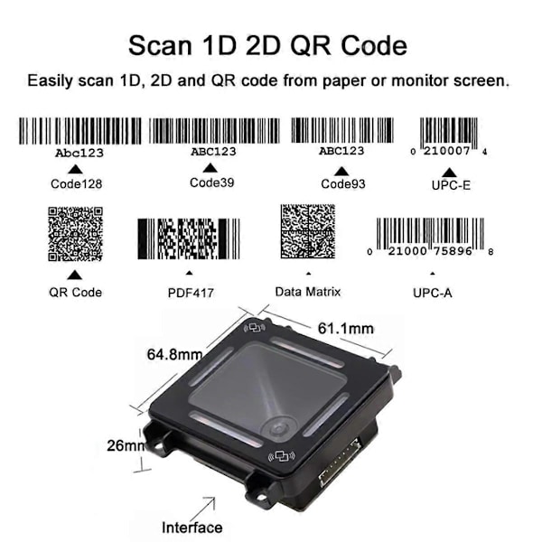 EP8280 QR-kod RFID-kortläsare NFC 1D 2D QR-kodläsare