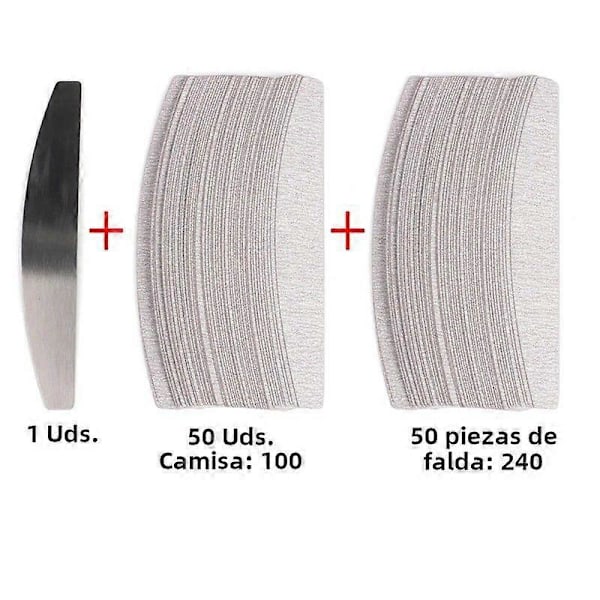 100 stk. Neglefilpapir med Avtakbart Metallhåndtak Buffet 100/180 Dobbeltsidig Manikyr Neglekunstfil Negleklippersett 100-240 Med Metall