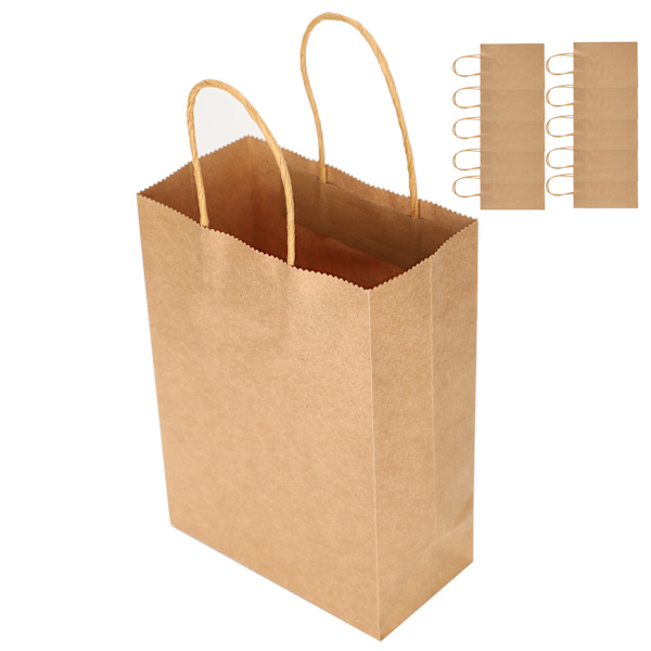 50 stk gavepapirpose Genanvendelig Kraft gaveindkøbsposer til festbryllup 15x8x21cm