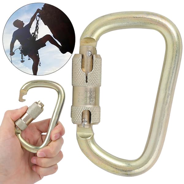 Högbelastande Master Lock Utomhus Automatisk Låsning D-formad Karbinhake för Bergsklättring (Guld)
