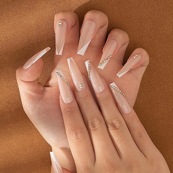 Gradienta Fuchsia Press On Artificiella Naglar - 24 Set, Kort Manikyr för Flickor, Nagelkonst Dekoration