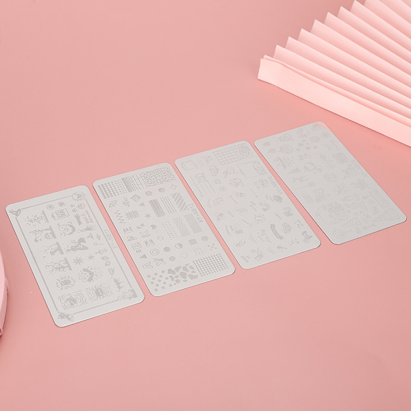 Negle stempling plader Stencils Mønster DIY Negle Printing Stempling skabelon Manicure Tool09-12