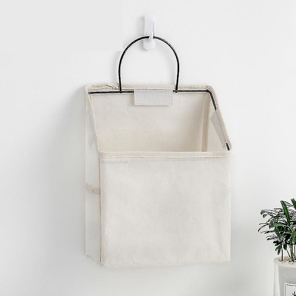 Vægophængt Organizer i Canvas med Sidelomme i Mesh - Grå