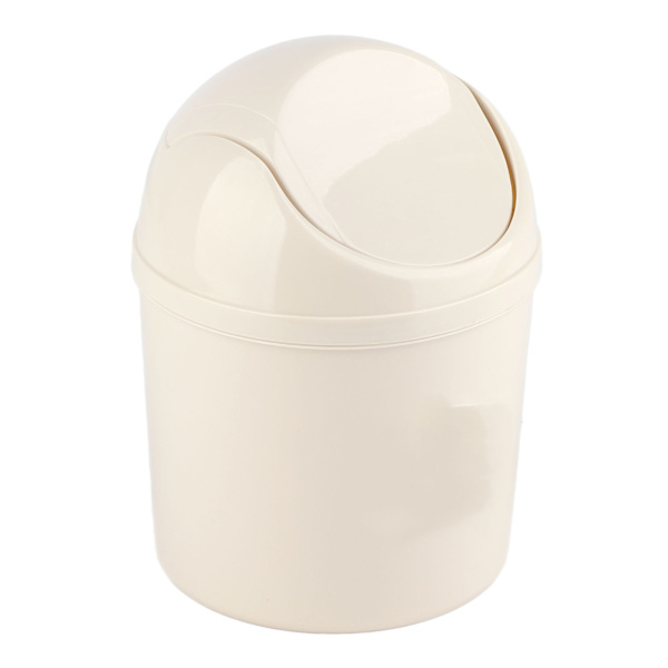 Mini Desktop Papirkurv PP Kompakt Intim Låg Design Skraldespand til Hjem Køkken Skrivebord Soveværelse Stue Hvid
