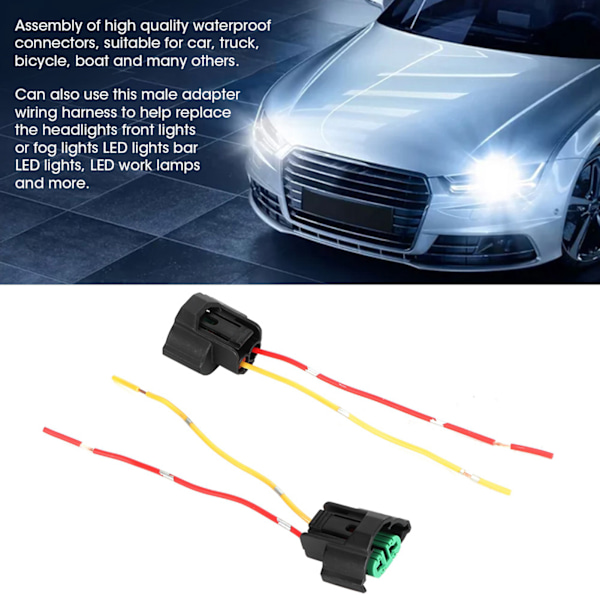 2 st Bil Motorcykel Honadapter Kablage Sockel Lampfäste Kabelkontakt för H8 H11