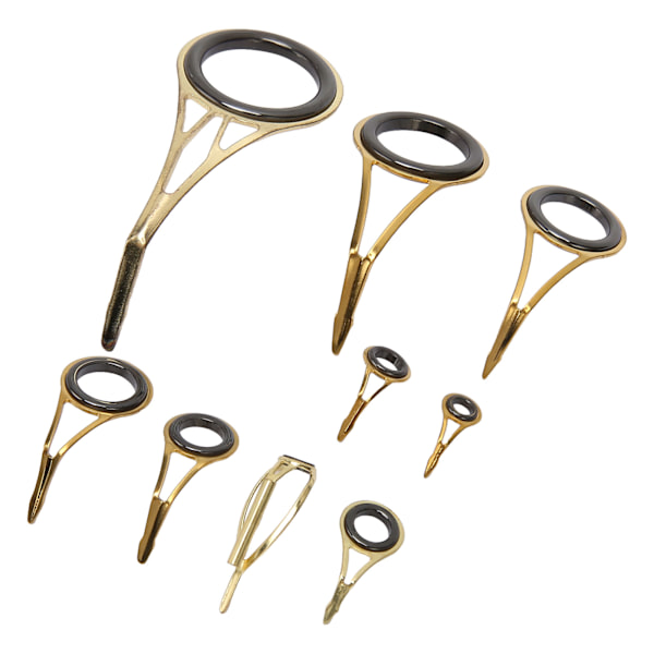 9PCS fiskestangspiss guide reparasjonssett rustfritt stål keramisk ring stangspiss guide erstatningssett